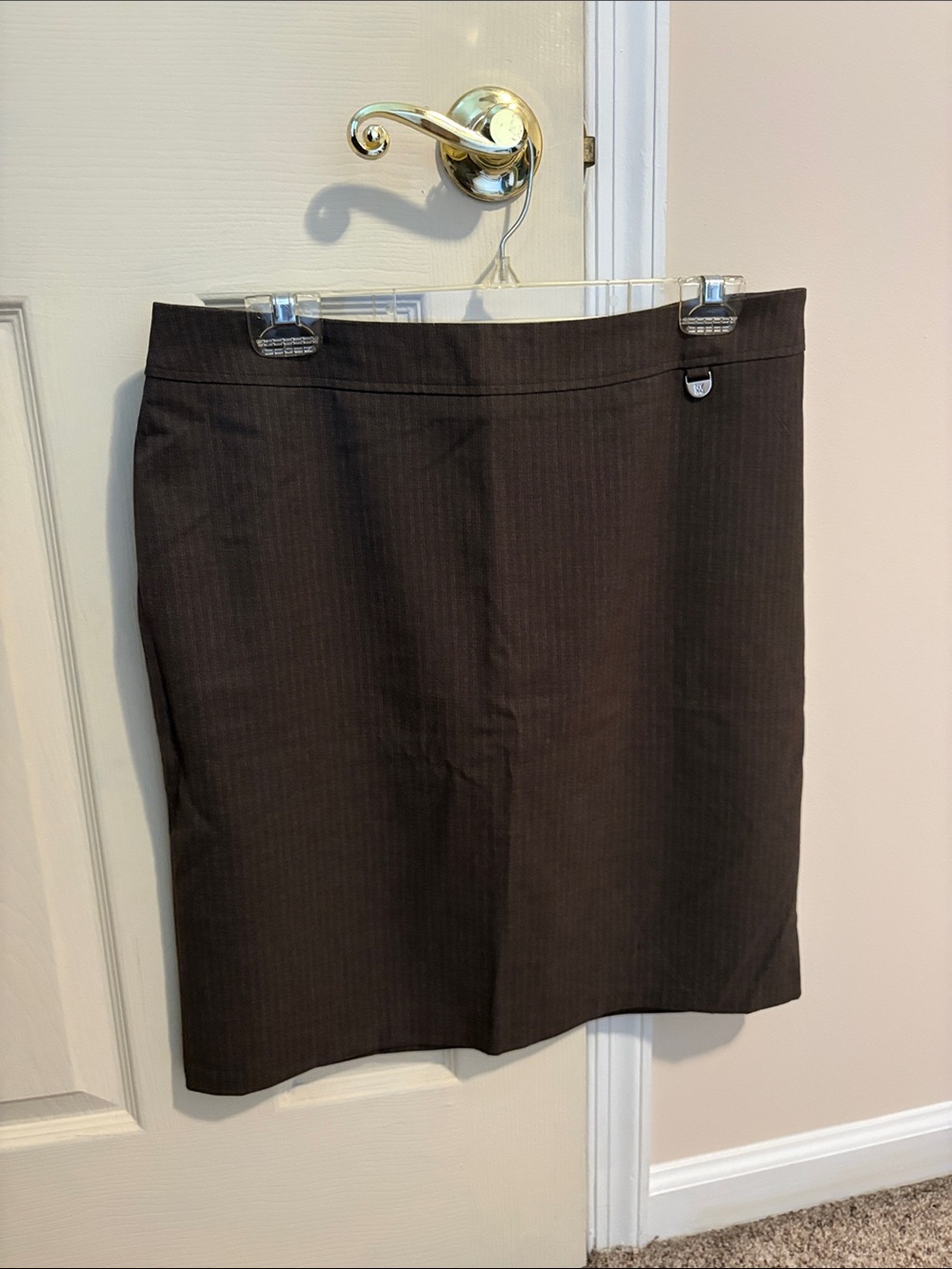New York & Company Brown Pinstripe Pencil Skirt